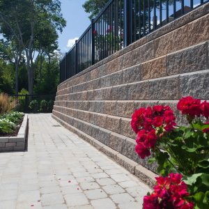 Grass growing through block installation