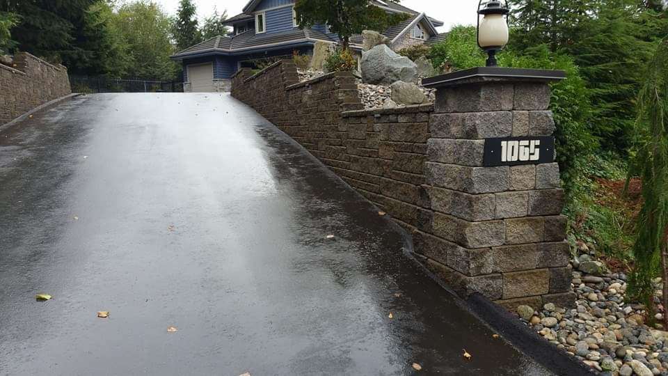 driveway lined with blocks